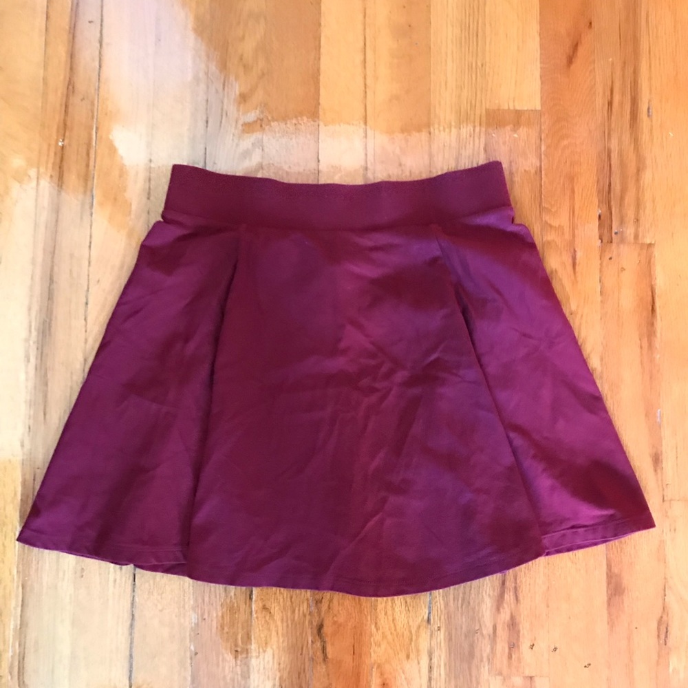 F21 Burgundy Skater Skirt